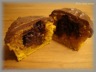 Muffins au potimarron, coeur et glaçage au chocolat