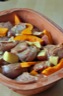 Epaule de veau aux épices, pommes de terre et potimarron, cuisson en romertopf