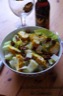 Salade de poulet mariné, tomates confites, parmesan et olives