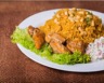 Curry de poulet au riz raisins secs et amandes