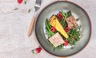 Escalope de veau polenta snackée et salade d'haricots verts à la framboise