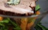 Transparence d'épaule d'agneau farcie à la Fourme d'Ambert vinaigrette à la mangue et son ragoût de légumes printaniers